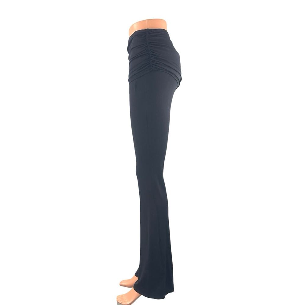 Miaou Women's Black Ruched Mid Rise Flared Bootcut Lounge Yoga Pants Size XS - Picture 2 of 5